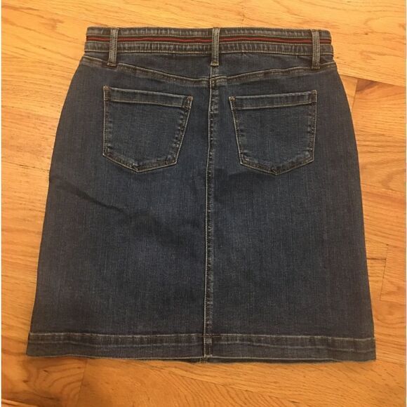 Talbots 4 petite midi jean skirt red built in belt - Picture 2 of 6